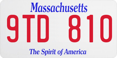 MA license plate 9TD810