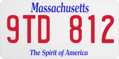 MA license plate 9TD812
