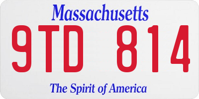 MA license plate 9TD814