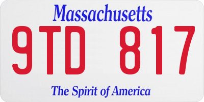 MA license plate 9TD817