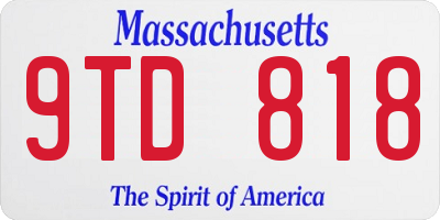 MA license plate 9TD818