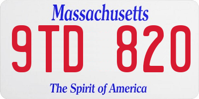 MA license plate 9TD820