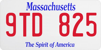 MA license plate 9TD825