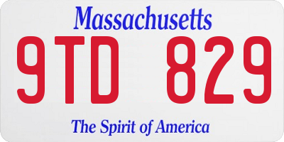 MA license plate 9TD829