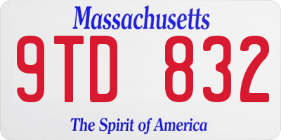 MA license plate 9TD832