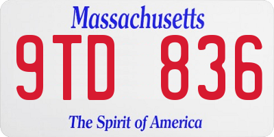 MA license plate 9TD836