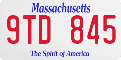 MA license plate 9TD845