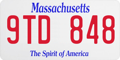 MA license plate 9TD848