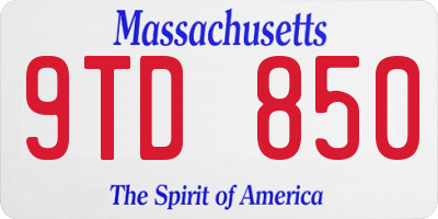 MA license plate 9TD850