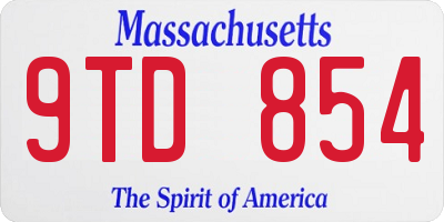 MA license plate 9TD854