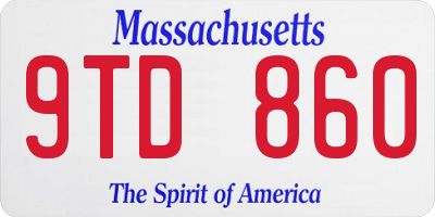 MA license plate 9TD860