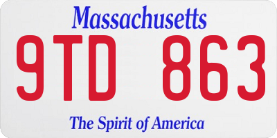 MA license plate 9TD863