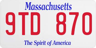 MA license plate 9TD870