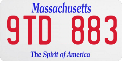 MA license plate 9TD883