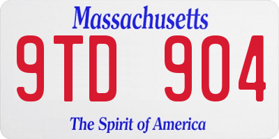 MA license plate 9TD904