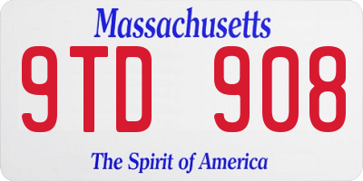 MA license plate 9TD908