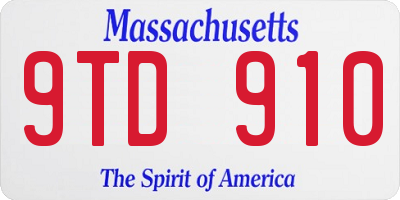 MA license plate 9TD910