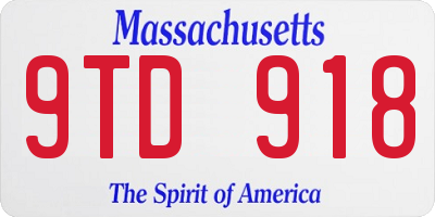 MA license plate 9TD918