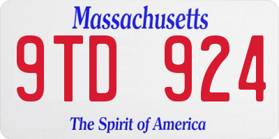 MA license plate 9TD924