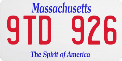 MA license plate 9TD926