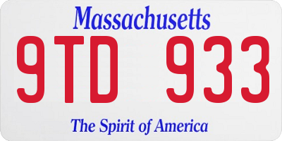 MA license plate 9TD933
