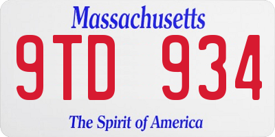MA license plate 9TD934