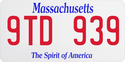 MA license plate 9TD939