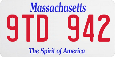 MA license plate 9TD942