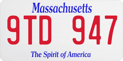 MA license plate 9TD947