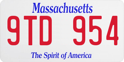 MA license plate 9TD954
