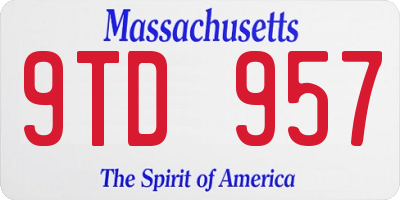 MA license plate 9TD957