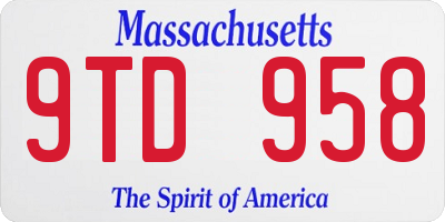 MA license plate 9TD958