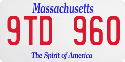 MA license plate 9TD960