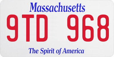 MA license plate 9TD968