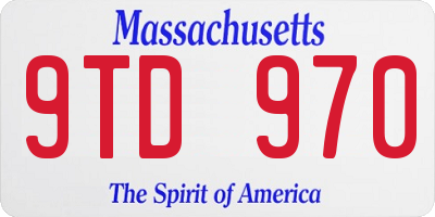 MA license plate 9TD970