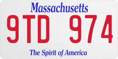 MA license plate 9TD974
