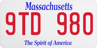 MA license plate 9TD980