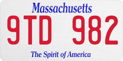 MA license plate 9TD982