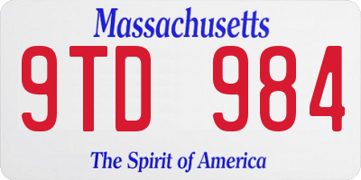MA license plate 9TD984