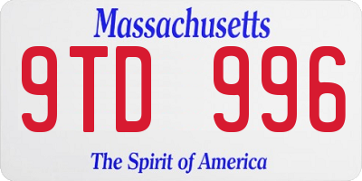 MA license plate 9TD996