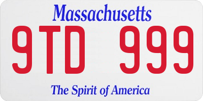 MA license plate 9TD999