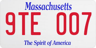 MA license plate 9TE007