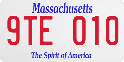 MA license plate 9TE010
