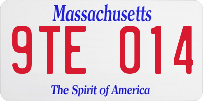 MA license plate 9TE014