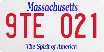 MA license plate 9TE021