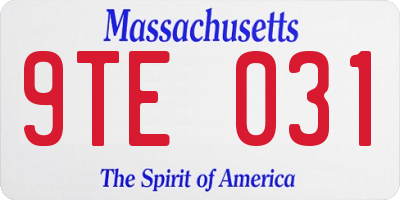 MA license plate 9TE031