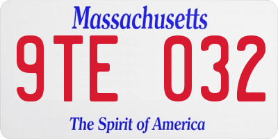 MA license plate 9TE032