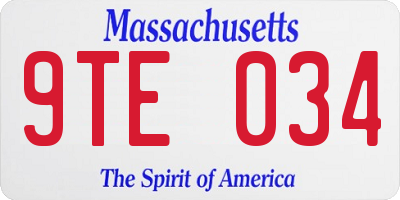 MA license plate 9TE034