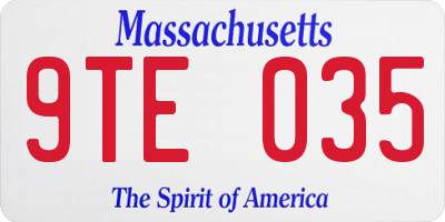 MA license plate 9TE035
