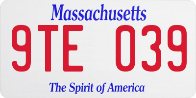 MA license plate 9TE039